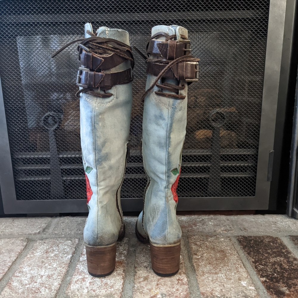 RARE FreeBird Cryus Boots in Denim Size 6 - Picture 7 of 16